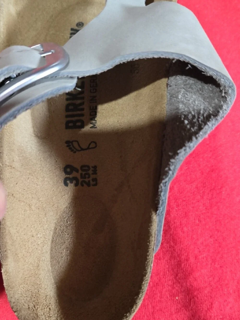 Birkenstock Gray Suede Adjustable Buckle Clog Sandal - Picture 2 of 9